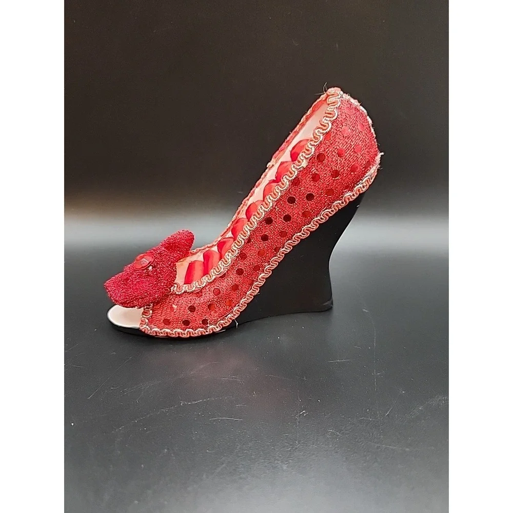 Fancy Miniature High Heeled Red Shoe Ring Holder/ Organizer